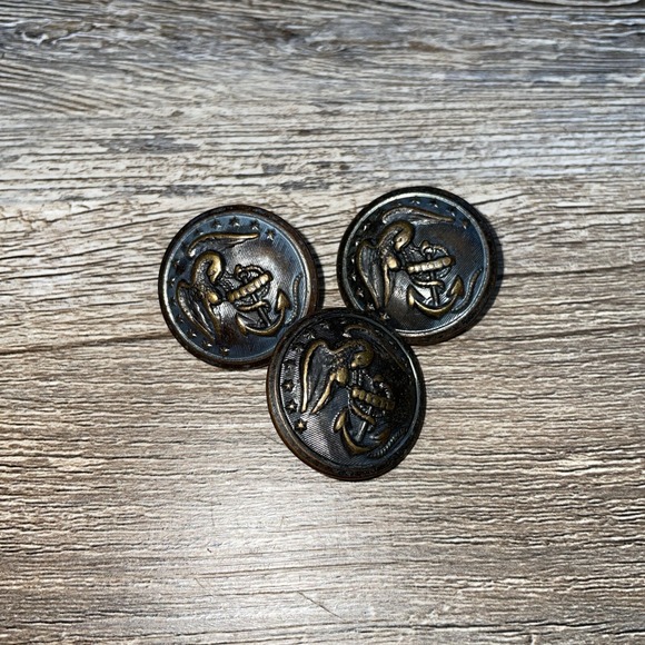 VTG 3 USMC Marine Brass Button Waterbury Co Eagle Anchor Stars Military 1" Lot - Picture 1 of 6